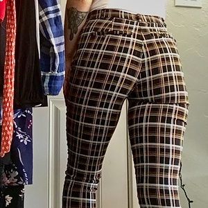 Zip up checked pants